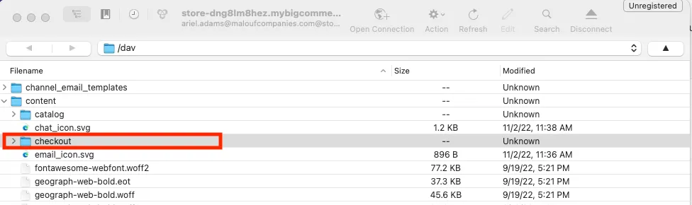 Checkout folder webdav