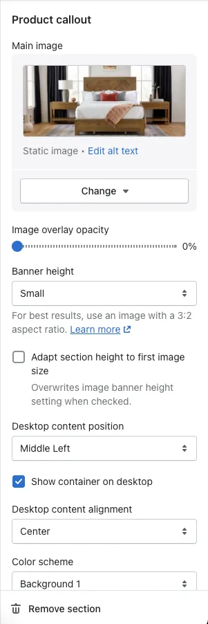 CMS section edit view